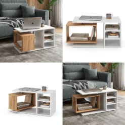 Couchtisch "Rafi" Weiß/Eiche 88 X 40 Cm Vicco 17 Couchtisch "Rafi" Weiß/Eiche 88 X 40 Cm Vicco -Möbel Store 20232910 m5517 08 ol