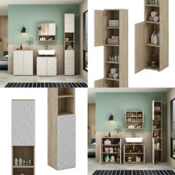 Badschrank "Edge" Weiß/Eiche 30 X 189.5 Cm Mit 2 Türen Und 3 Fächer Vicco -Möbel Store 20232912 m5666 08 ol