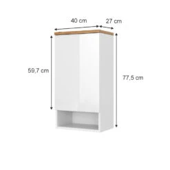 Badschrank "Eden" Weiß Hochglanz/Artisan-Eiche 40 X 77.5 Cm Mit 4 Fächer Vicco -Möbel Store 20233117 m5520 03 ol