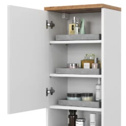 Badschrank "Eden" Weiß Hochglanz/Artisan-Eiche 40 X 77.5 Cm Mit 4 Fächer Vicco -Möbel Store 20233117 m5520 06 ol