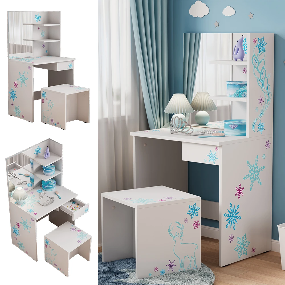 Schminktisch "Schneeflocke" Weiß 55 Cm Mit Hocker Oskar Store 4 Schminktisch "Schneeflocke" Weiß 55 Cm Mit Hocker Oskar Store – Bild 2