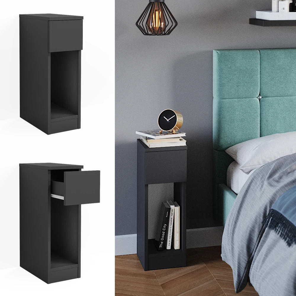 Nachttisch "Enton" Schwarz 20 X 59.5 Cm Vicco 4 Nachttisch "Enton" Schwarz 20 X 59.5 Cm Vicco – Bild 2