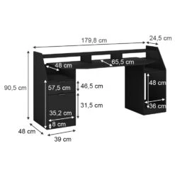 Gaming Tisch "Sonic" Schwarz 179.8 X 48 Cm Mit Schubladen Oskar Store 11 Gaming Tisch "Sonic" Schwarz 179.8 X 48 Cm Mit Schubladen Oskar Store -Möbel Store 20233312 m5678 03 ol