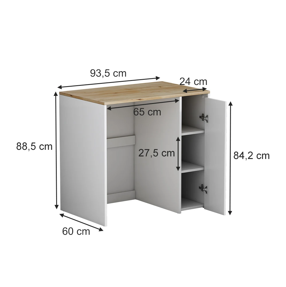 Waschmaschinenschrank "Viktor" Weiß/Eiche 93.5 X 88.5 Cm Mit 3 Fächer Oskar-Store 5 Waschmaschinenschrank "Viktor" Weiß/Eiche 93.5 X 88.5 Cm Mit 3 Fächer Oskar-Store – Bild 3