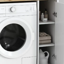 Waschmaschinenschrank "Viktor" Weiß/Eiche 93.5 X 88.5 Cm Mit 3 Fächer Oskar-Store 13 Waschmaschinenschrank "Viktor" Weiß/Eiche 93.5 X 88.5 Cm Mit 3 Fächer Oskar-Store -Möbel Store 20233412 m5692 05 ol