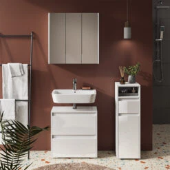 Badmöbel Set "Majest" Weiß/Weiß Hochglanz 3 Teile Vicco 13 Badmöbel Set "Majest" Weiß/Weiß Hochglanz 3 Teile Vicco -Möbel Store 20233417 m5618 04 ol