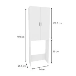 Waschmaschinenschrank "Martha" Weiß 64 X 190 Cm Mit 2 Langen Türen Oskar Store -Möbel Store 20233421 m5559 03 ol