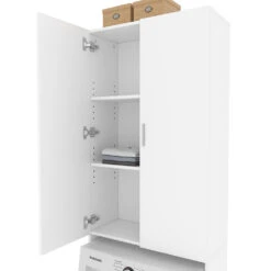 Waschmaschinenschrank "Martha" Weiß 64 X 190 Cm Mit 2 Langen Türen Oskar Store -Möbel Store 20233421 m5559 06 ol