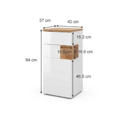 Midischrank "Eden" Weiß Hochglanz/Artisan-Eiche 40 X 84 Cm Vicco -Möbel Store 20233517 m5522 03 ol
