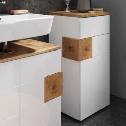 Midischrank "Eden" Weiß Hochglanz/Artisan-Eiche 40 X 84 Cm Vicco -Möbel Store 20233517 m5522 05 ol