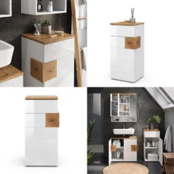 Midischrank "Eden" Weiß Hochglanz/Artisan-Eiche 40 X 84 Cm Vicco -Möbel Store 20233517 m5522 08 ol