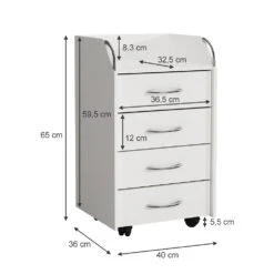 Rollcontainer "Gwendolyn" Weiß 40 X 36 Cm Mit 4 Schubladen Oskar Store -Möbel Store 20233621 m5657 03 ol