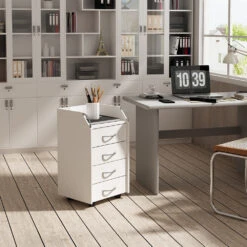 Rollcontainer "Gwendolyn" Weiß 40 X 36 Cm Mit 4 Schubladen Oskar Store -Möbel Store 20233621 m5657 04 ol