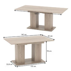 Esstisch "Dix" Sonoma 140 X 90 Cm Vicco -Möbel Store 20233826 m2167 03 ol