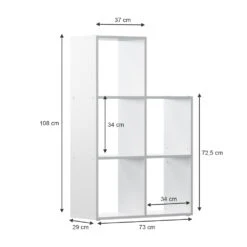 Treppenregal "Aramis" Weiß 73 X 108 Cm 5 Fächer Oskar Store -Möbel Store 20234021 m5758 03 ol