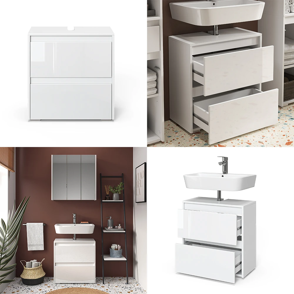 Waschbeckenunterschrank "Majest" Weiß/Weiß Hochglanz 60.2 X 62.1 Cm Vicco 10 Waschbeckenunterschrank "Majest" Weiß/Weiß Hochglanz 60.2 X 62.1 Cm Vicco – Bild 8