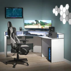 Gaming Tisch "Kron" Weiß/Grau 90 X 90 Cm Vicco -Möbel Store 20234221 m5769 04 ol