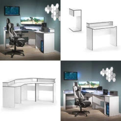 Gaming Tisch "Kron" Weiß/Grau 90 X 90 Cm Vicco -Möbel Store 20234221 m5769 08 ol