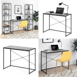 Schreibtisch "Fyrk" Beton/Schwarz 100 X 45 Cm Vicco -Möbel Store 20234226 m2516 08 ol