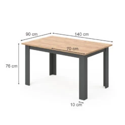 Esstisch "Karlos" Goldkraft Eiche/Anthrazit 140 X 90 Cm Vicco -Möbel Store 20234226 m4356 03 ol