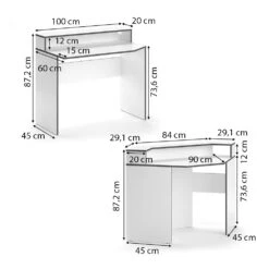 Gaming Tisch "Kron" Weiß/Grau 90 X 90 Cm Eckform Vicco -Möbel Store 20234321 m5771 03 ol