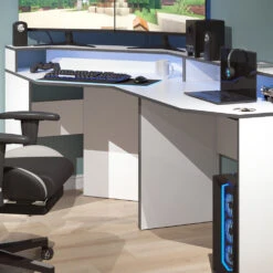 Gaming Tisch "Kron" Weiß/Grau 90 X 90 Cm Eckform Vicco -Möbel Store 20234321 m5771 05 ol