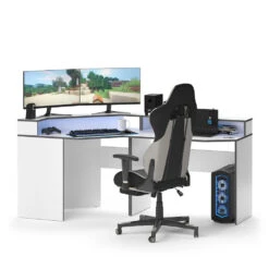 Gaming Tisch "Kron" Weiß/Grau 90 X 90 Cm Eckform Vicco -Möbel Store 20234321 m5771 07 ol