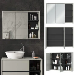 Bad Spiegelschrank "Viola" Grau/Anthrazit 100 X 75 Cm Vicco -Möbel Store 20234510 m5586 02 ol