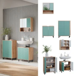 Badmöbel Set "Agasta" Mintgrün/Sonoma 3 Teile Vicco -Möbel Store 20234523 m5342 02 ol