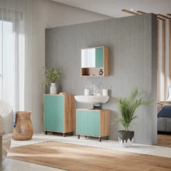 Badmöbel Set "Agasta" Mintgrün/Sonoma 3 Teile Vicco -Möbel Store 20234523 m5342 04 ol