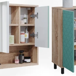 Badmöbel Set "Agasta" Mintgrün/Sonoma 3 Teile Vicco -Möbel Store 20234523 m5342 06 ol