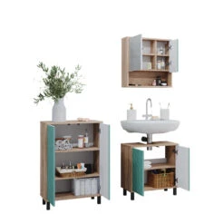 Badmöbel Set "Agasta" Mintgrün/Sonoma 3 Teile Vicco -Möbel Store 20234523 m5342 07 ol