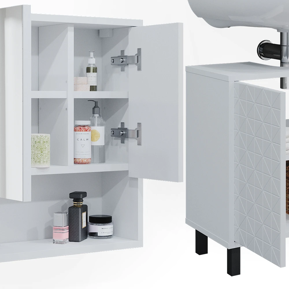 Badmöbel Set "Agasta" Weiß Hochglanz 2 Teile Vicco 8 Badmöbel Set "Agasta" Weiß Hochglanz 2 Teile Vicco – Bild 6