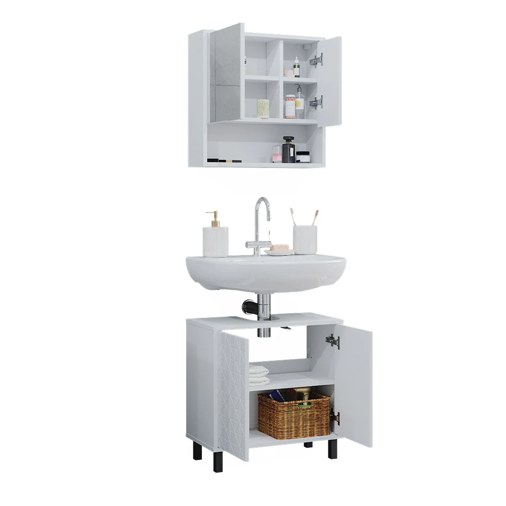 Badmöbel Set "Agasta" Weiß Hochglanz 2 Teile Vicco 9 Badmöbel Set "Agasta" Weiß Hochglanz 2 Teile Vicco – Bild 7