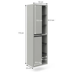 Badschrank "Viola" Grau/Anthrazit 50 X 170 Cm Mit Türen, Und Offenen Fächern Vicco -Möbel Store 20234710 m5587 03 ol