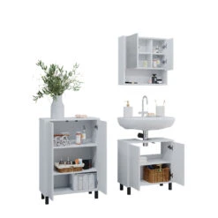 Badmöbel Set "Agasta" Weiß Hochglanz 3 Teile Vicco -Möbel Store 20234723 m5348 07 ol