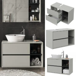 Waschbeckenunterschrank "Viola" Grau/Anthrazit 100 X 60 Cm Vicco 12 Waschbeckenunterschrank "Viola" Grau/Anthrazit 100 X 60 Cm Vicco -Möbel Store 20234810 m5588 02 ol