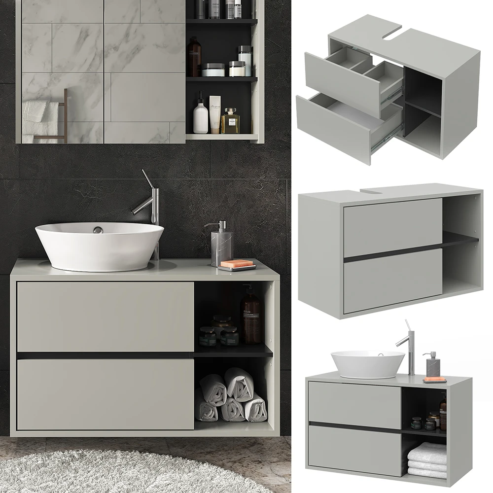 Waschbeckenunterschrank "Viola" Grau/Anthrazit 100 X 60 Cm Vicco 5 Waschbeckenunterschrank "Viola" Grau/Anthrazit 100 X 60 Cm Vicco – Bild 3