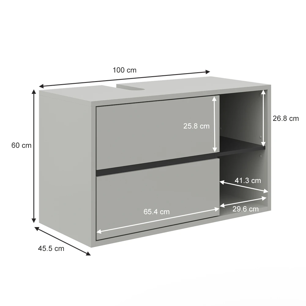 Waschbeckenunterschrank "Viola" Grau/Anthrazit 100 X 60 Cm Vicco 6 Waschbeckenunterschrank "Viola" Grau/Anthrazit 100 X 60 Cm Vicco – Bild 4
