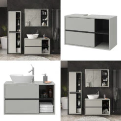 Waschbeckenunterschrank "Viola" Grau/Anthrazit 100 X 60 Cm Vicco 17 Waschbeckenunterschrank "Viola" Grau/Anthrazit 100 X 60 Cm Vicco -Möbel Store 20234810 m5588 08 ol