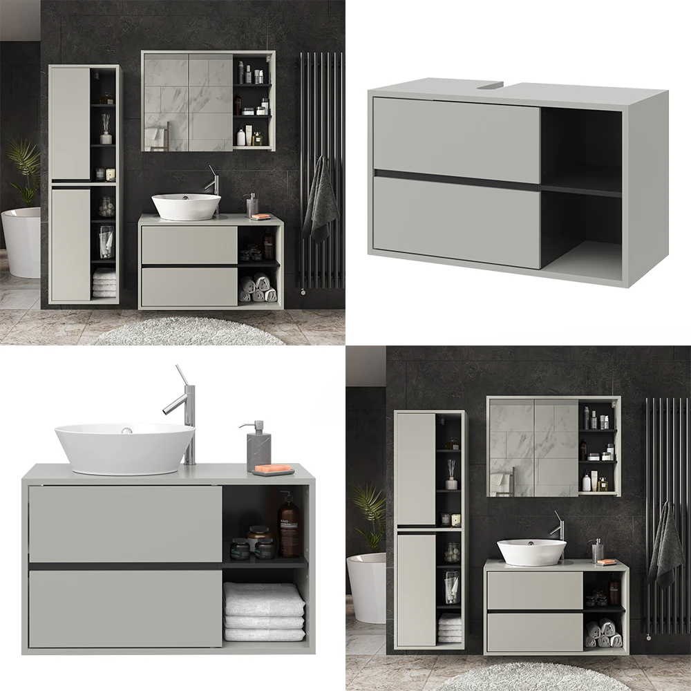 Waschbeckenunterschrank "Viola" Grau/Anthrazit 100 X 60 Cm Vicco 10 Waschbeckenunterschrank "Viola" Grau/Anthrazit 100 X 60 Cm Vicco – Bild 8