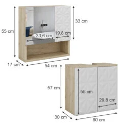 Badmöbel Set "Edge" Weiß/Eiche 2 Teile Vicco -Möbel Store 20235012 m5784 03 ol