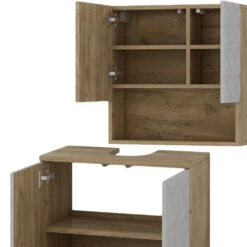 Badmöbel Set "Edge" Weiß/Eiche 2 Teile Vicco -Möbel Store 20235012 m5784 06 ol