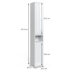 Badschrank "Majest" Weiß/Weiß Hochglanz 30.2 X 191.5 Cm Mit Türen Und Offenem Fach Vicco -Möbel Store 20235017 m5525 03 ol
