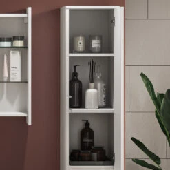 Badschrank "Majest" Weiß/Weiß Hochglanz 30.2 X 191.5 Cm Mit Türen Und Offenem Fach Vicco -Möbel Store 20235017 m5525 05 ol