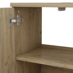 Badmöbel Set "Edge" Weiß/Eiche 3 Teile, Mit Hochschrank Vicco -Möbel Store 20235312 m5786 06 ol