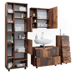 Badmöbel Set "Ilias" Eiche Rustikal 4 Teile, Mit Hochschrank Vicco 16 Badmöbel Set "Ilias" Eiche Rustikal 4 Teile, Mit Hochschrank Vicco -Möbel Store 20235328 m5876 07 ol