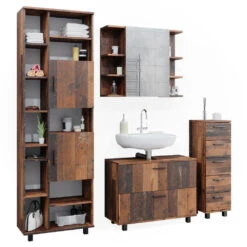 Badmöbel Set "Ilias" Eiche Rustikal 4 Teile, Mit Hochschrank Vicco 17 Badmöbel Set "Ilias" Eiche Rustikal 4 Teile, Mit Hochschrank Vicco -Möbel Store 20235328 m5876 08 ol