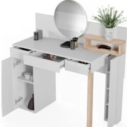 Schminktisch "Olivia" Weiß/Sonoma 110 Cm Mit Spiegel Vicco -Möbel Store 20235410 m5432 06 ol