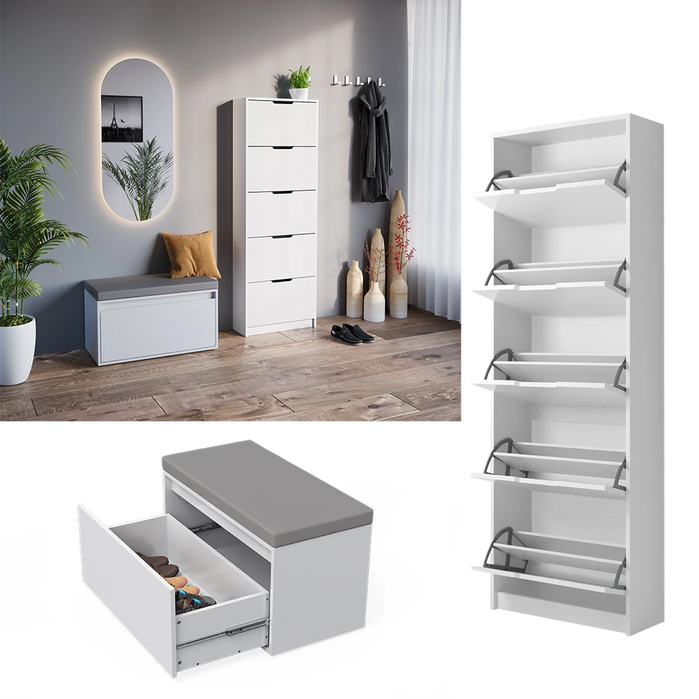 Schuhkipper "Luca" Weiß 2 Teile, Mit Sitzbank Vicco 10 Schuhkipper "Luca" Weiß 2 Teile, Mit Sitzbank Vicco – Bild 8